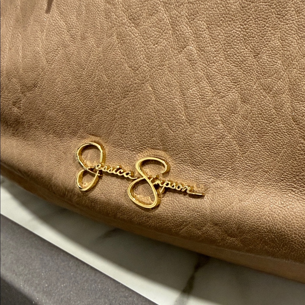 Jessica Simpson Doris tote bag with scarf accent in tan - Picture 3 of 7